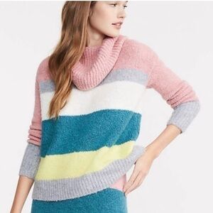 NWT Lou & Grey Loft Alpaca Wool Blend Striped Cowl Neck Sweater